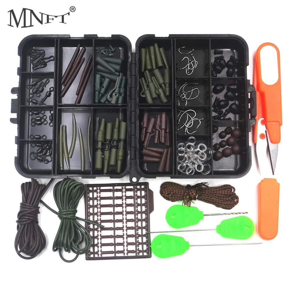 MNFT 1Set Carp Fishing Tackle Box Including Hook/Swivels/Scissors/Rigging/Anti-tangle Sleeves/ Boilie Hair Rigs/Beads Terminal
MNFT 1Set Carp Fishing Tackle Box Including Hook/Swivels/Scissors/Rigging/Anti-tangle Sleeves/ Boilie Hair Rigs/Beads Terminal