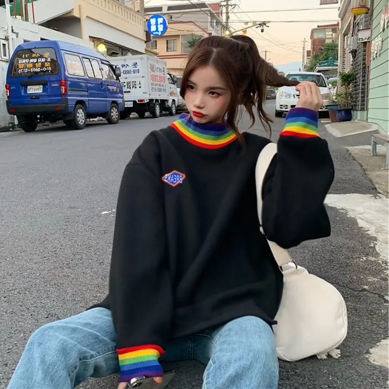 Kpop loose turtleneck sweatshirt outer embroidery sleeve plus velvet thickening student casual pullover women's trendy Tee Tops
Kpop loose turtleneck sweatshirt outer embroidery sleeve plus velvet thickening student casual pullover women's trendy Tee Tops