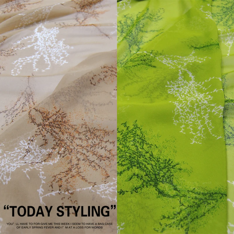 Silk Georgette Chiffon Fabric Dress 2-Color Branches and Leaves Clothing DIY Patchwork Tissue
Silk Georgette Chiffon Fabric Dress 2-Color Branches and Leaves Clothing DIY Patchwork Tissue