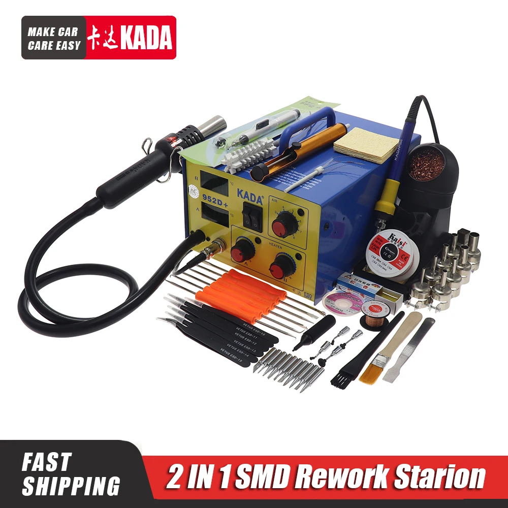 KADA 952D+ 110V/220V Hot Air Gun + Soldering Iron 2in1 Power BGA Rework Station Welding Table
KADA 952D+ 110V/220V Hot Air Gun + Soldering Iron 2in1 Power BGA Rework Station Welding Table