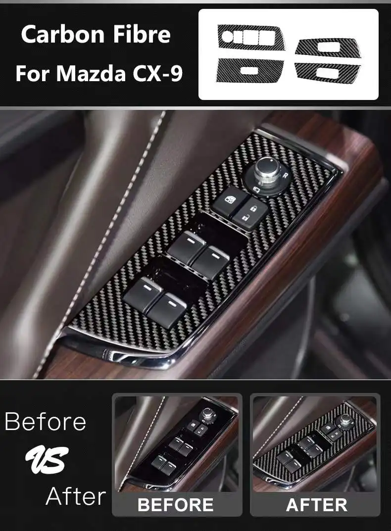 Real Carbon Fiber Car Interior Modification Window Switch Panel Cover Trim 4Pcs For Mazda CX-9 2019-2020
Real Carbon Fiber Car Interior Modification Window Switch Panel Cover Trim 4Pcs For Mazda CX-9 2019-2020