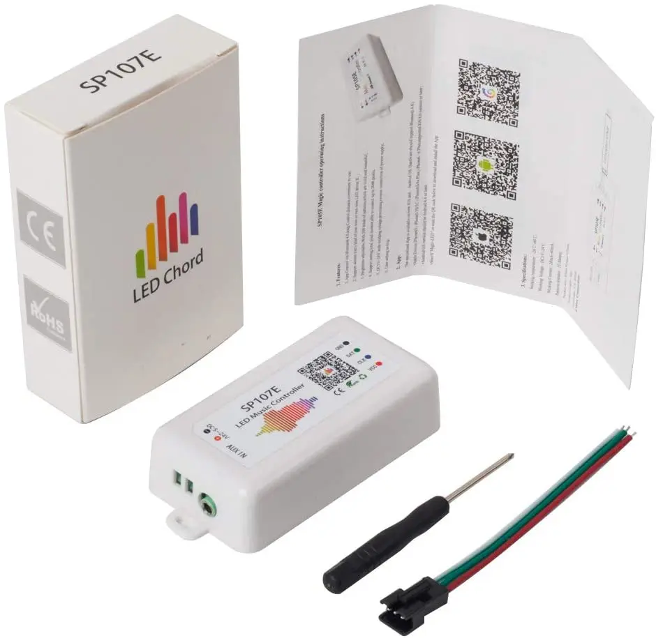SP107E Bluetooth-совместимый светодиодный музыкальный контроллер, полноцветные пиксельные IC-контроллеры с помощью приложения для смартфона для WS2812B SK6812, светодиодная лента
SP107E Bluetooth-совместимый светодиодный музыкальный контроллер, полноцветные пиксельные IC-контроллеры с помощью приложения для смартфона для WS2812B SK6812, светодиодная лента