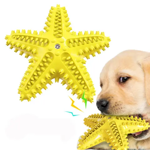 Estrella de mar, cepillo de dientes para perros, juguete para limpieza de dientes de cachorro, entrenamiento para masticar, accesorios para perros, suministros para mascotas resistentes a mordeduras de goma chillones