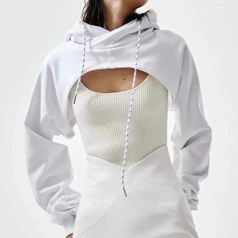Women Summer New Sexy Fashion Super Short Hoodie Hiohop Drawstring Long Sleeves Open Chest Easy Tops Ropa Mujer Clothes
Women Summer New Sexy Fashion Super Short Hoodie Hiohop Drawstring Long Sleeves Open Chest Easy Tops Ropa Mujer Clothes