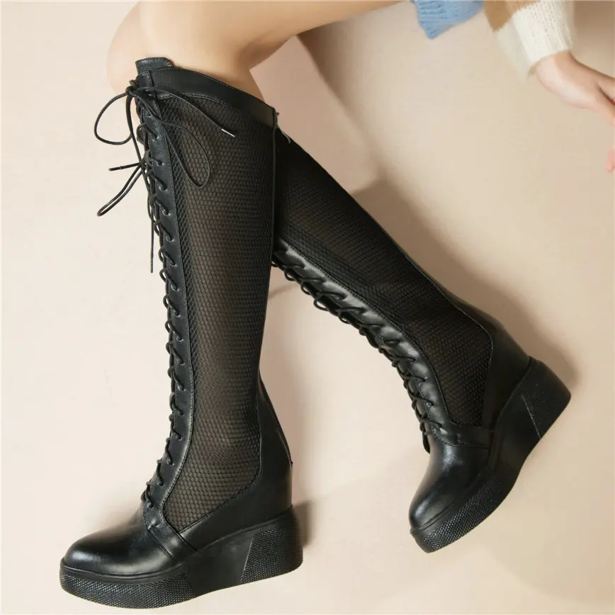 Fashion Sneakers Women Genuine Leather Wedges High Heel Roman Gladiator Sandals Female Lace Up Pointed Toe Platform Pumps Shoes
Fashion Sneakers Women Genuine Leather Wedges High Heel Roman Gladiator Sandals Female Lace Up Pointed Toe Platform Pumps Shoes