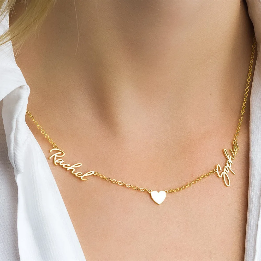 Custom Name Necklace Stainless Steel Gold Choker Personalized Two Names With Heart Pendant Necklace Jewelry For Women's Gifts
Custom Name Necklace Stainless Steel Gold Choker Personalized Two Names With Heart Pendant Necklace Jewelry For Women's Gifts