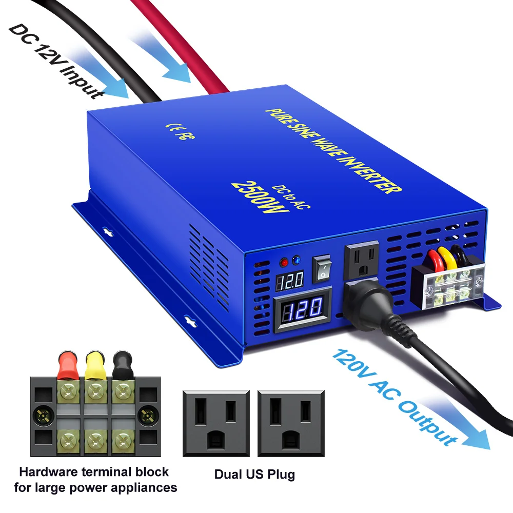 XYZ INVT 2500 watt Power Converter Pure Sine Wave Inverter 12v 24v 36v 48v dc to ac 120v 240V with Wireless Remote Switch
XYZ INVT 2500 watt Power Converter Pure Sine Wave Inverter 12v 24v 36v 48v dc to ac 120v 240V with Wireless Remote Switch