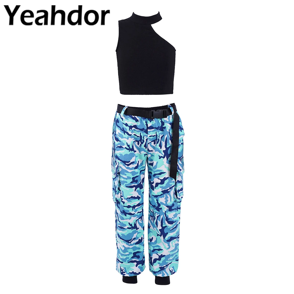 2Pcs Kids Girls Summer Workout Outfit Sportwear Set Halter Irregular Shoulder Crop Tops Pants with Waist Belt Child Sport Suit
2Pcs Kids Girls Summer Workout Outfit Sportwear Set Halter Irregular Shoulder Crop Tops Pants with Waist Belt Child Sport Suit