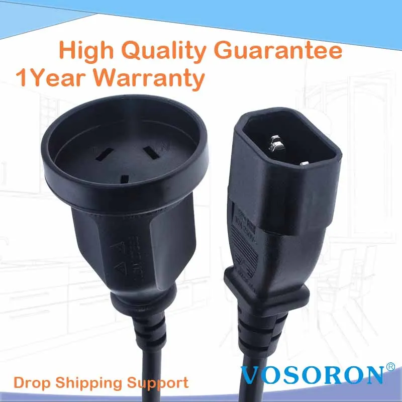 IEC 320 C14 Male Plug to SAA Australia AU 3Pin Female Power Extension Cable,Power Adapter Cord for PDU PSU USP,1ft
IEC 320 C14 Male Plug to SAA Australia AU 3Pin Female Power Extension Cable,Power Adapter Cord for PDU PSU USP,1ft