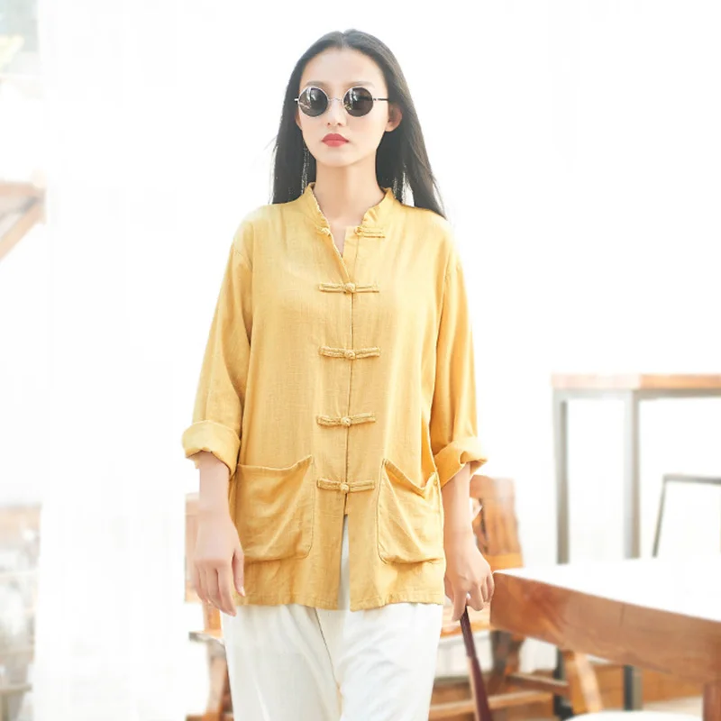 LZJN-Long Sleeve Tang Suit for Women, Traditional Chinese Blouse, Mandarin Collar, Cotton Linen, Spring 2025
LZJN-Long Sleeve Tang Suit for Women, Traditional Chinese Blouse, Mandarin Collar, Cotton Linen, Spring 2025