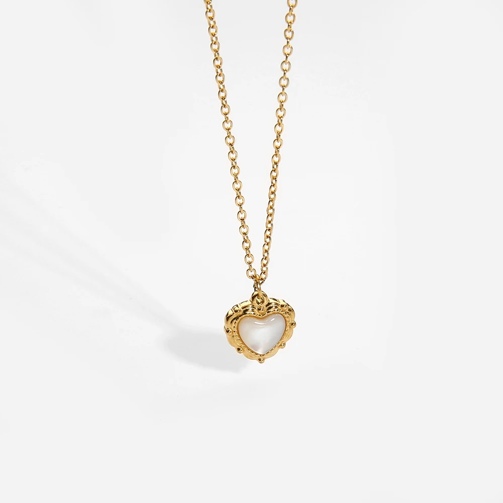 Vintage 316L Stainless Steel Gold Plated Love Heart White Shell Pendant Necklace for Women Clavicle Chain Collar Necklace
Vintage 316L Stainless Steel Gold Plated Love Heart White Shell Pendant Necklace for Women Clavicle Chain Collar Necklace
