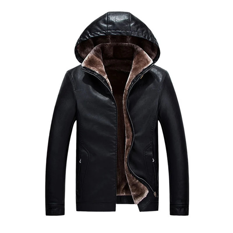 Winter new style plush men's hooded padded plus velvet PU leather men's leather jacket
Winter new style plush men's hooded padded plus velvet PU leather men's leather jacket