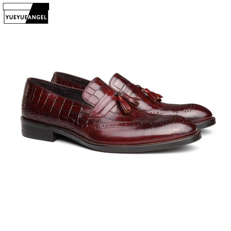 British Vintage Genuine Leather Slip On Formal Shoes Men Pointed Toe Male Footwear Autumn New Fashion Wing Tip Tassel Dress Shoe
British Vintage Genuine Leather Slip On Formal Shoes Men Pointed Toe Male Footwear Autumn New Fashion Wing Tip Tassel Dress Shoe