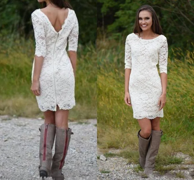 2023 Charming Short Country Wedding Dress Half Sleeve Sheath Full Lace Beach Bridal Gowns Vestidos De Noiva Cheap
2023 Charming Short Country Wedding Dress Half Sleeve Sheath Full Lace Beach Bridal Gowns Vestidos De Noiva Cheap