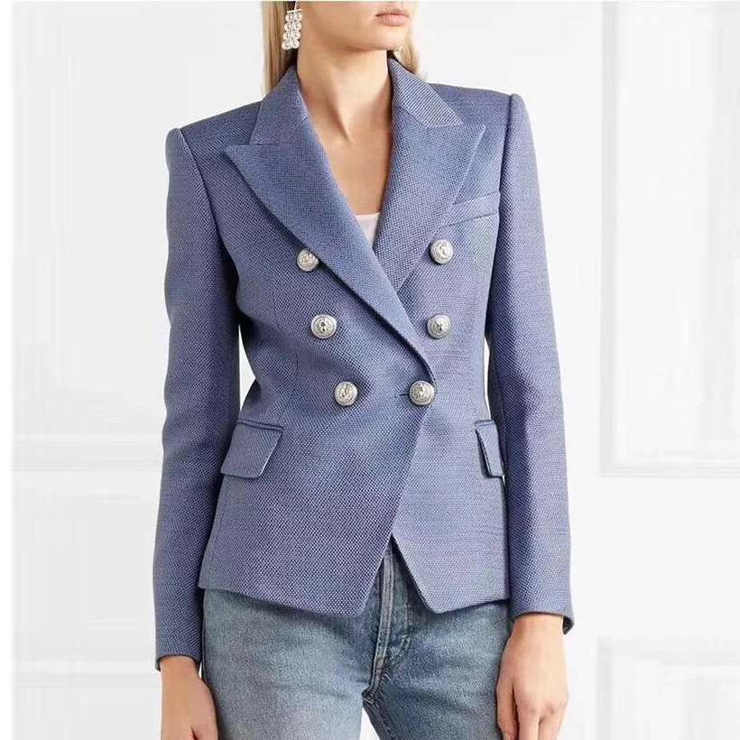 High Quality Newest Nice Nice Designer Blazer Women's Double Breasted Lion Buttons Blazer Jacket
High Quality Newest Nice Nice Designer Blazer Women's Double Breasted Lion Buttons Blazer Jacket