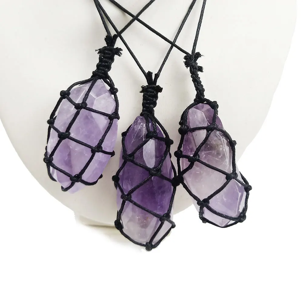 Natural Irregular Purple Crystal Raw Mineral Stone Pendant Necklace Handwoven Large Particle Amethyst Quartz Sweater Chain Women
Natural Irregular Purple Crystal Raw Mineral Stone Pendant Necklace Handwoven Large Particle Amethyst Quartz Sweater Chain Women