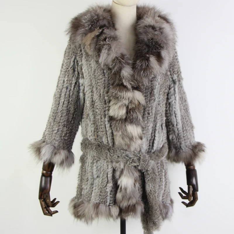 New arrival real rabbit fur coat women's warm natural fur long jacket with fox fur collar and belt size customized large size
New arrival real rabbit fur coat women's warm natural fur long jacket with fox fur collar and belt size customized large size
