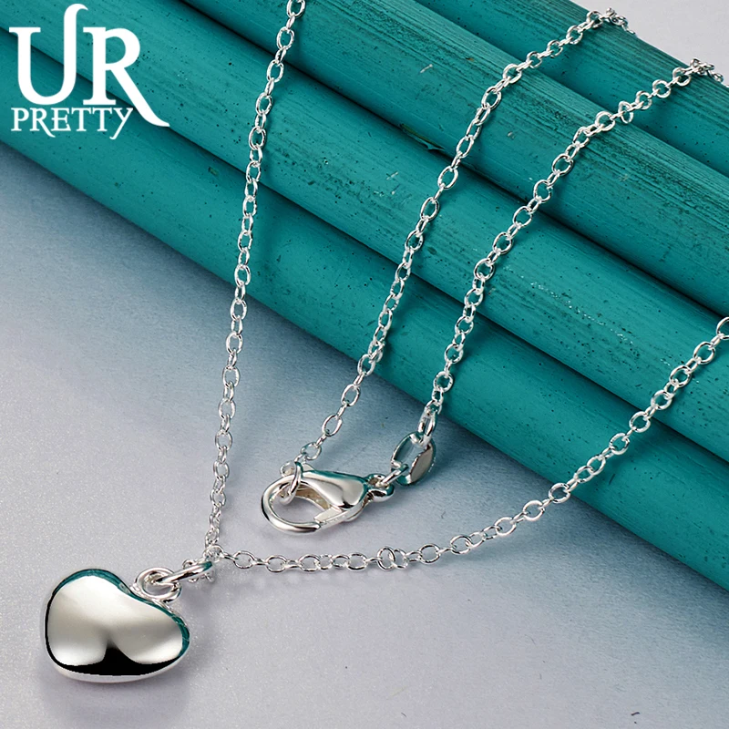 URPRETTY 925 Sterling Silver Solid Heart Pendant Necklace 16/18/20/22/24/26/28/30 Inch Snake Chain For Woman Wedding Jewelry
URPRETTY 925 Sterling Silver Solid Heart Pendant Necklace 16/18/20/22/24/26/28/30 Inch Snake Chain For Woman Wedding Jewelry