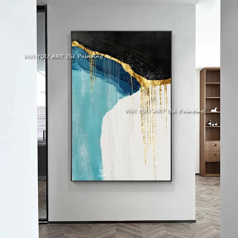 The Modern Handmade New Original Abstract Modern Thick Oil Painting Black White Blue Gold Handpainted Textured Wall Art For Home
The Modern Handmade New Original Abstract Modern Thick Oil Painting Black White Blue Gold Handpainted Textured Wall Art For Home