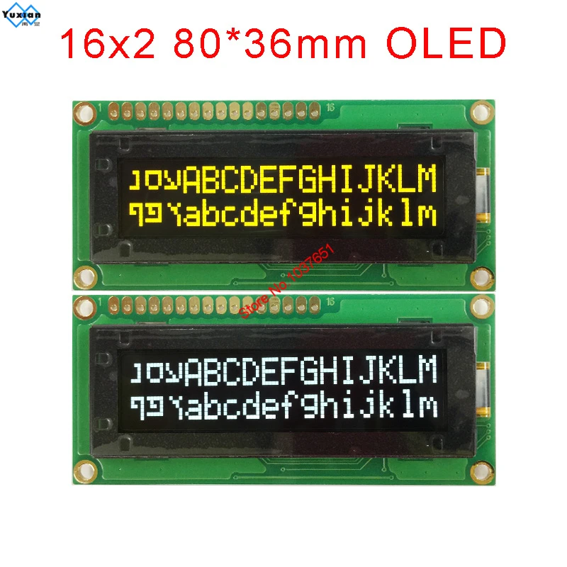OLED 1602 16x2 Russian European Japanese English font SPI IIC I2C LEC1621-Y56 US2011 instead NHD-0216KZW-AY5
OLED 1602 16x2 Russian European Japanese English font SPI IIC I2C LEC1621-Y56 US2011 instead NHD-0216KZW-AY5