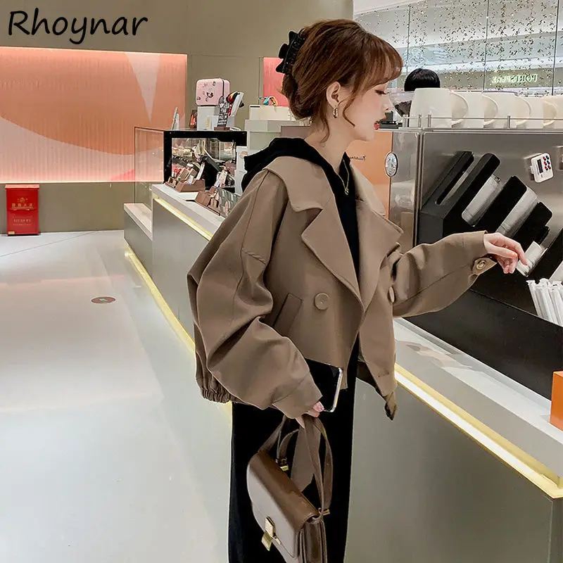 Trench Women Streetwear Fashion Design Spring Autumn Cropped Harajuku Solid Classical Double Breasted Elegant Casual Outwear Ins
Trench Women Streetwear Fashion Design Spring Autumn Cropped Harajuku Solid Classical Double Breasted Elegant Casual Outwear Ins