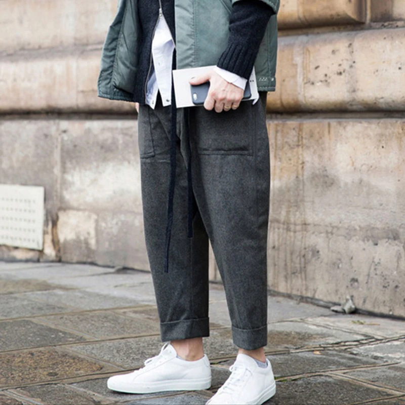 Men's woolen woolen cloth footwear pants casual pants loose winter overalls rolled up multi-pocket woolen pants harem pants
Men's woolen woolen cloth footwear pants casual pants loose winter overalls rolled up multi-pocket woolen pants harem pants