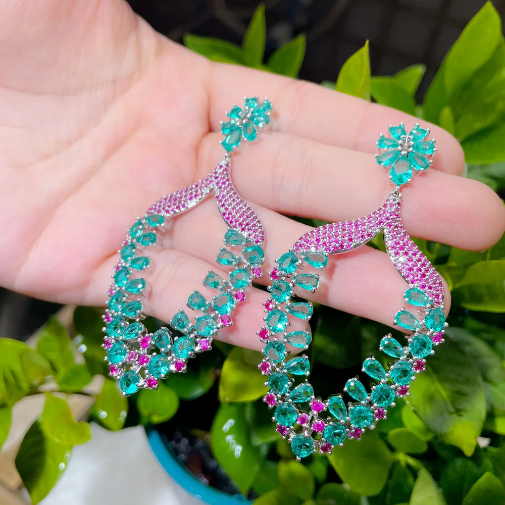 CWWZircon Charming Rose Red Green Cubic Zirconia Crystal Flower Long Big Luxury Women Wedding Engagement Earrings Jewelery CZ918
CWWZircon Charming Rose Red Green Cubic Zirconia Crystal Flower Long Big Luxury Women Wedding Engagement Earrings Jewelery CZ918