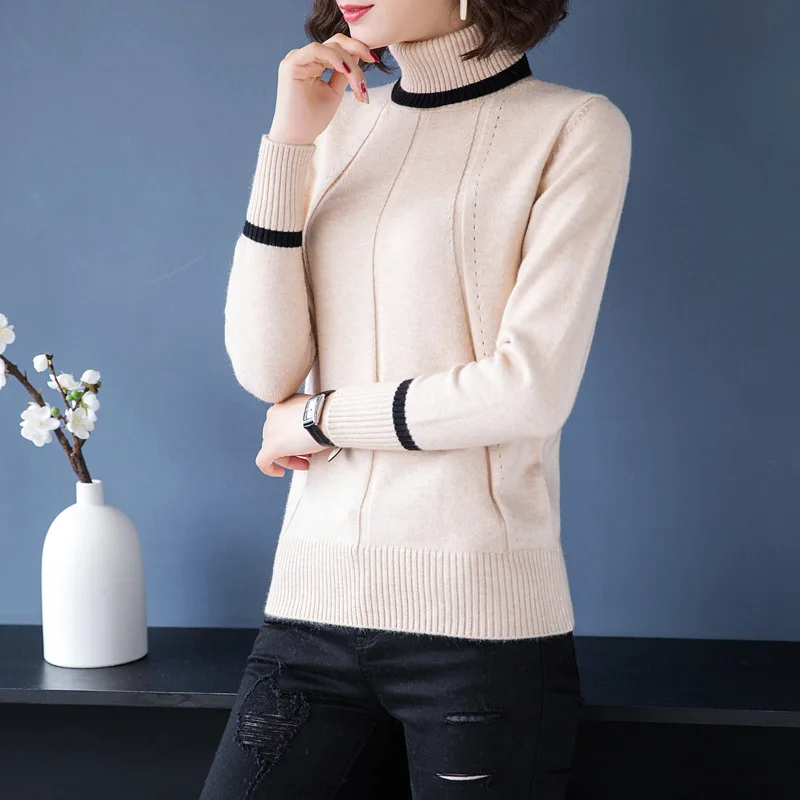 New Women Pullover Sweater Loose Turtleneck Stripe Korean Long Sleeve Jumper Top Female Autumn Winter Casual Knitted Tops H9372
New Women Pullover Sweater Loose Turtleneck Stripe Korean Long Sleeve Jumper Top Female Autumn Winter Casual Knitted Tops H9372
