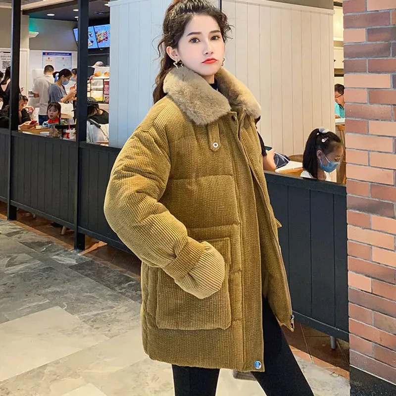 Long Down Corduroy Cotton Coat for Women, Loose Jacket, Thick Warm Parka, Windproof, Cold Outerwear, Korean Style, New, Winter
Long Down Corduroy Cotton Coat for Women, Loose Jacket, Thick Warm Parka, Windproof, Cold Outerwear, Korean Style, New, Winter