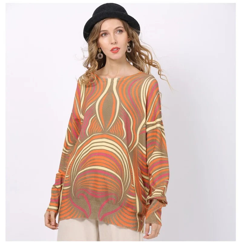Autumn Winter Printed Knitted Sweater Women Elegant Striped Oversized Pullovers Women Loose Long Sweaters Streetwear Outerwear
Autumn Winter Printed Knitted Sweater Women Elegant Striped Oversized Pullovers Women Loose Long Sweaters Streetwear Outerwear