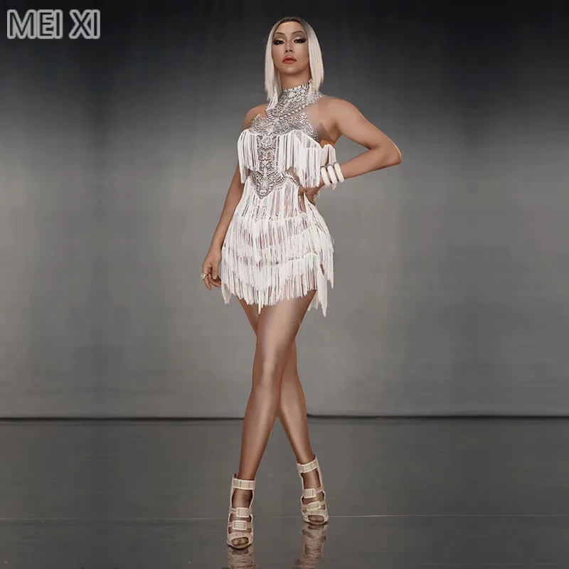 Unique white printed tassel spandex onesie nightclub bar concert DJ singer/dancer costume
Unique white printed tassel spandex onesie nightclub bar concert DJ singer/dancer costume