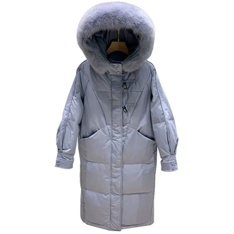 Horn Buckle down Jacket Women's Mid-Length over-the-Knee 2020 Winter Fox Fur Collar Korean-Style Thick Hooded Jacket
Horn Buckle down Jacket Women's Mid-Length over-the-Knee 2020 Winter Fox Fur Collar Korean-Style Thick Hooded Jacket