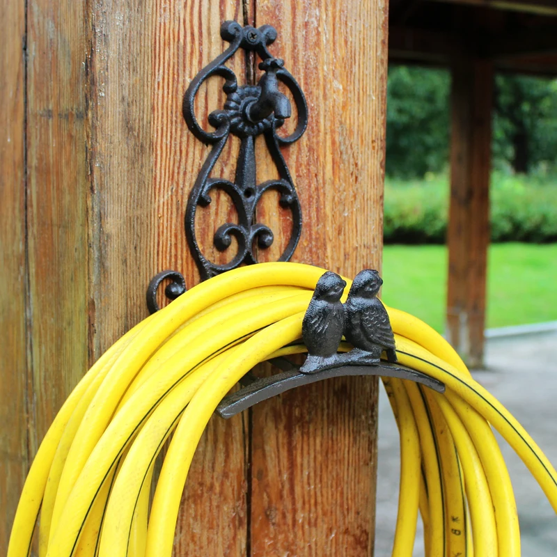 Wall Mounted Cast Iron Garden Hose Hanger Rack with Bird Ornament and Water Faucet Design, Brown
Wall Mounted Cast Iron Garden Hose Hanger Rack with Bird Ornament and Water Faucet Design, Brown