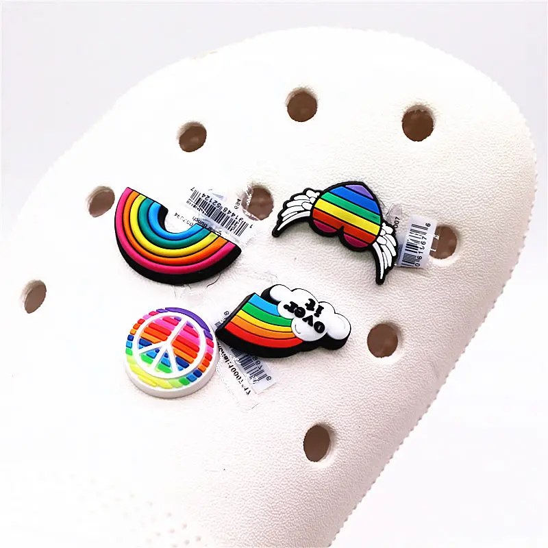1 Pcs Original Beautiful Rainbow Shoe Charms Accessories Heart-shaped Peace Shoe Buckle Decorations for Kids X-mas Party Gifts
1 Pcs Original Beautiful Rainbow Shoe Charms Accessories Heart-shaped Peace Shoe Buckle Decorations for Kids X-mas Party Gifts