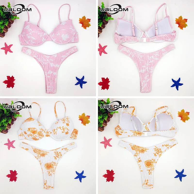 Bikini 2021 Sexy Floral Print Underwire Bra Cup Swimwear Women Push Up Swimsuit Female Two Pieces Bikini Set Thong Bathing Suits
Bikini 2021 Sexy Floral Print Underwire Bra Cup Swimwear Women Push Up Swimsuit Female Two Pieces Bikini Set Thong Bathing Suits