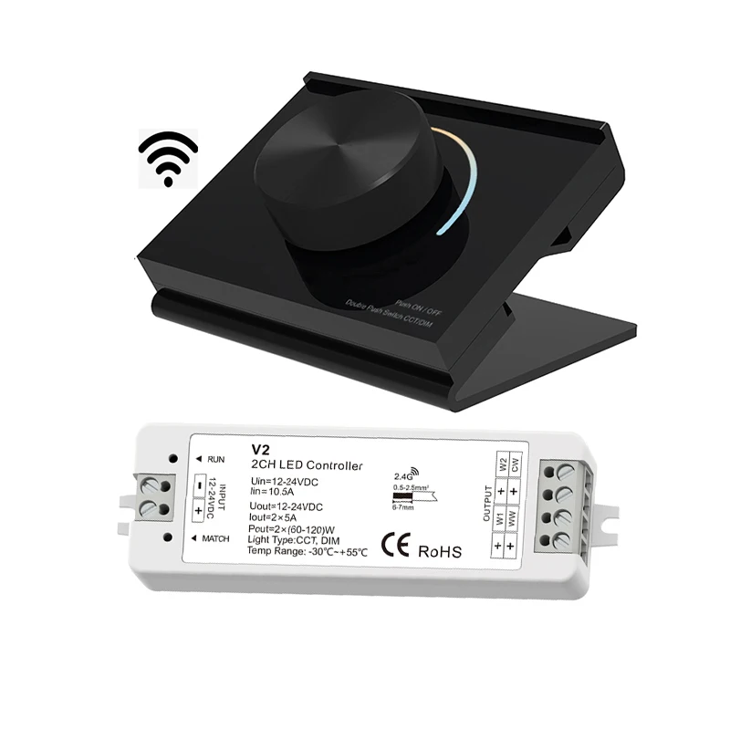 RK2 Desk Mount Rotary Panel 2.4G RF Remote With Wireless Receiver CW WW CCT Color Temperature for Dual Color Strip Tape Use
RK2 Desk Mount Rotary Panel 2.4G RF Remote With Wireless Receiver CW WW CCT Color Temperature for Dual Color Strip Tape Use