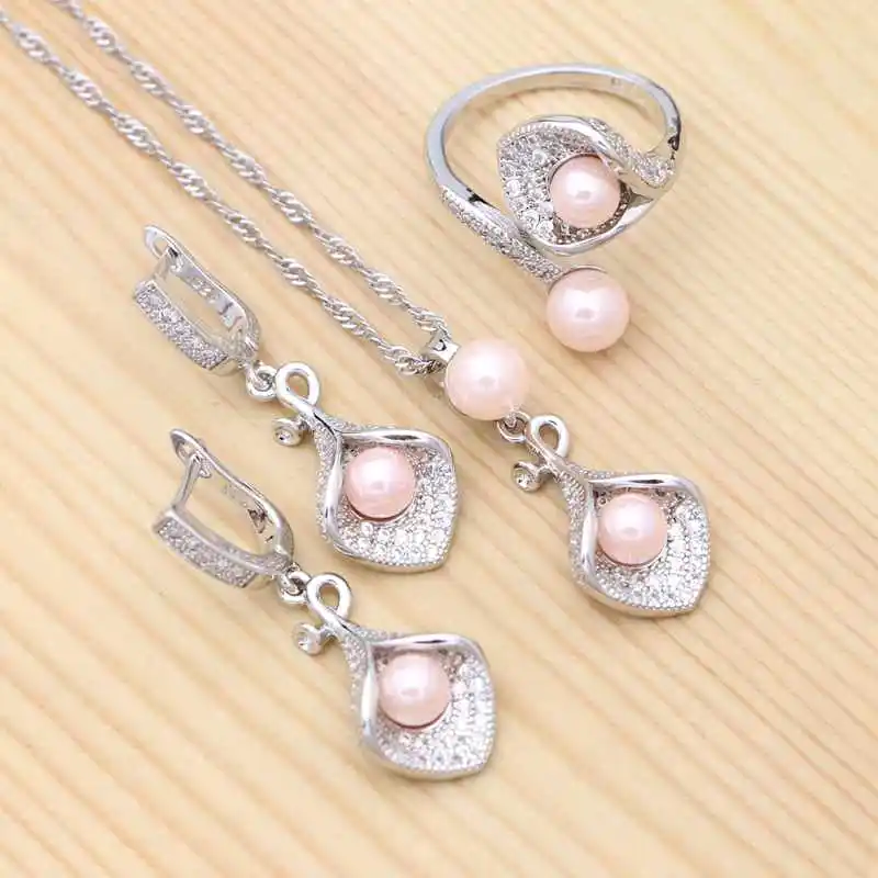 925 Sterling Silver Jewelry Flowers Pink Pearls White Zircon Jewelry Set For Women Adjustable Open Ring/Earring/Pendant/Necklace
925 Sterling Silver Jewelry Flowers Pink Pearls White Zircon Jewelry Set For Women Adjustable Open Ring/Earring/Pendant/Necklace