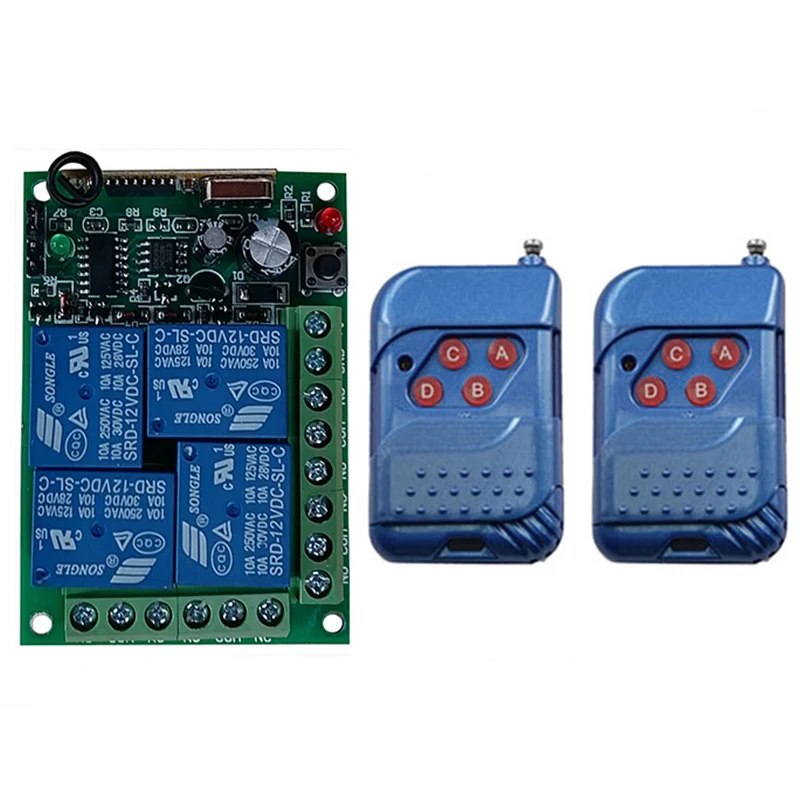 Universal Wireless Remote Control Switch DC12V 24V 4CH relay Receiver Module With 4 channel RF Remote 433 Mhz Transmitter
Universal Wireless Remote Control Switch DC12V 24V 4CH relay Receiver Module With 4 channel RF Remote 433 Mhz Transmitter
