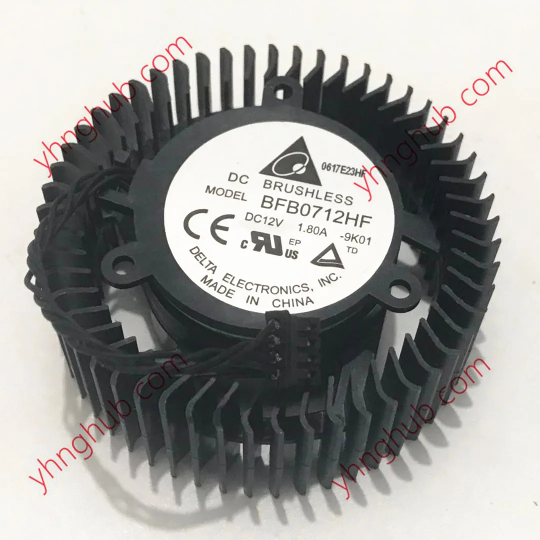 Delta Electronics BFB0712HF 9K01 DC 12V 1.80A Dia. 65x25mm C.T.C 37mm 4-Wire Server Cooling Fan
Delta Electronics BFB0712HF 9K01 DC 12V 1.80A Dia. 65x25mm C.T.C 37mm 4-Wire Server Cooling Fan