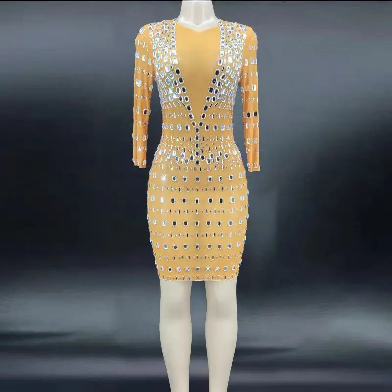 Nightclub show singer Sparkly Rhinestone Mesh Long Dress Birthday Celebrate See Through Dresses Stage Costume
Nightclub show singer Sparkly Rhinestone Mesh Long Dress Birthday Celebrate See Through Dresses Stage Costume