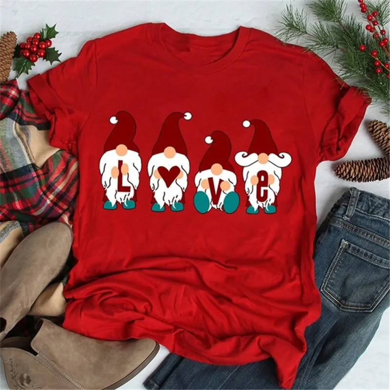 Women Cute Graphic T-shirt O-neck Short Sleeve Ladies Harajuku T Shirt LOVE Letter Four Santa Claus Printed Christmas Tshirt
Women Cute Graphic T-shirt O-neck Short Sleeve Ladies Harajuku T Shirt LOVE Letter Four Santa Claus Printed Christmas Tshirt