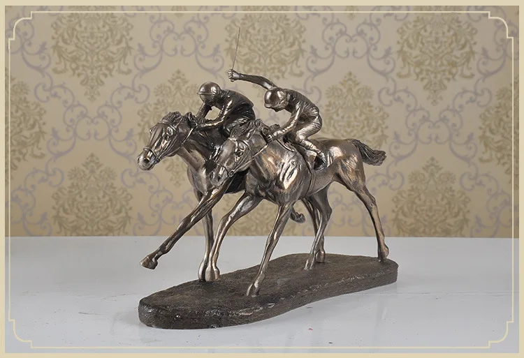European-style rider statues resin double race horses character sculpture office desktop living room Home decoration a1044
European-style rider statues resin double race horses character sculpture office desktop living room Home decoration a1044