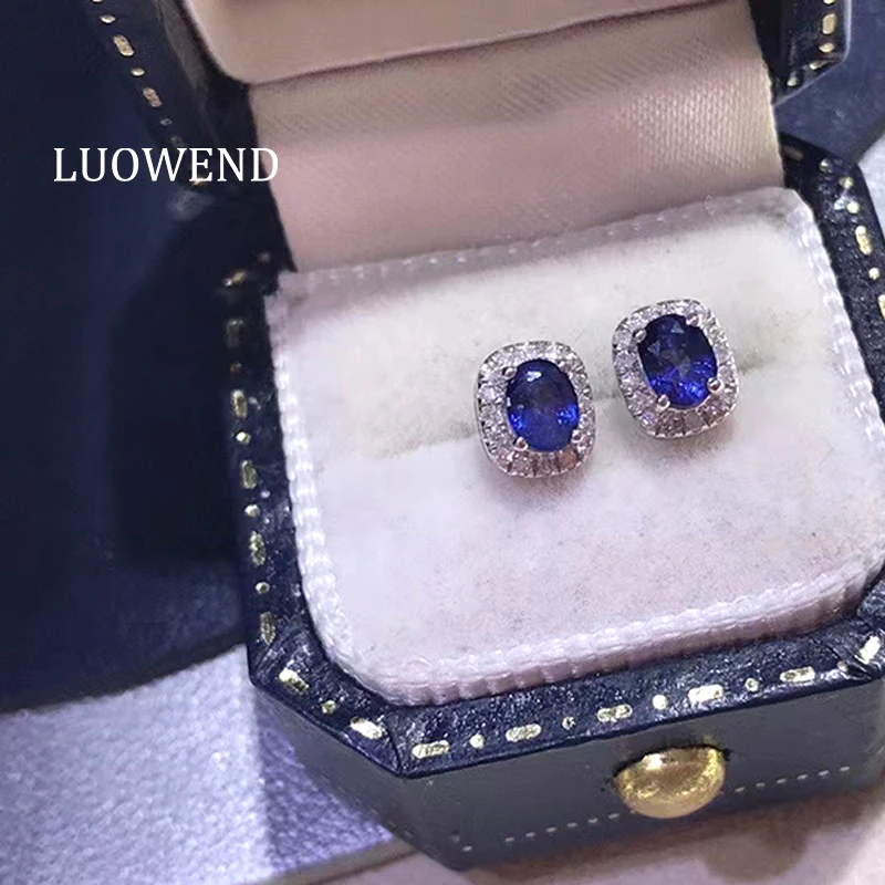 LUOWEND 18K White Gold Earrings Natural Sapphire Earrings Luxury Natural Diamond Jewelry for Women Wedding High Quality
LUOWEND 18K White Gold Earrings Natural Sapphire Earrings Luxury Natural Diamond Jewelry for Women Wedding High Quality
