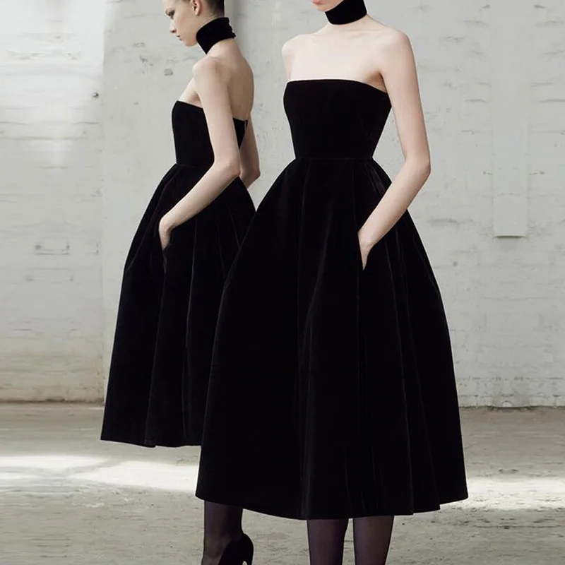 Customized 2025 Abiye Arabic Dubai Strapless Tea Length Evening Dress A Line Velvet Girls Party Simple Prom Gowns Robe De Soriee
Customized 2025 Abiye Arabic Dubai Strapless Tea Length Evening Dress A Line Velvet Girls Party Simple Prom Gowns Robe De Soriee