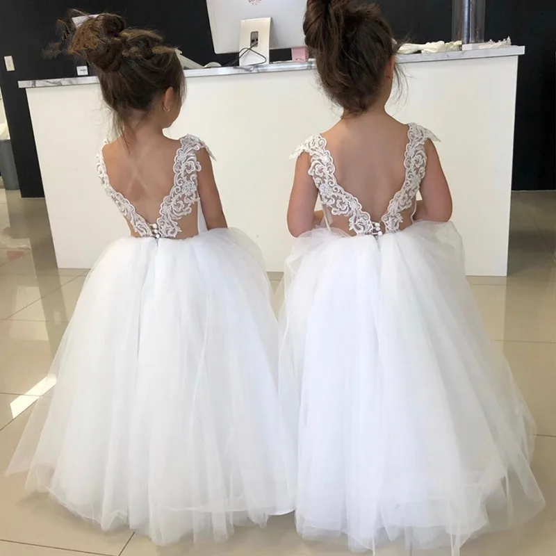 New Flower Girl Dresses with Long Train O-neck with Lace Wedding Gowns for Kids Birthday Party Girl Dresses
New Flower Girl Dresses with Long Train O-neck with Lace Wedding Gowns for Kids Birthday Party Girl Dresses