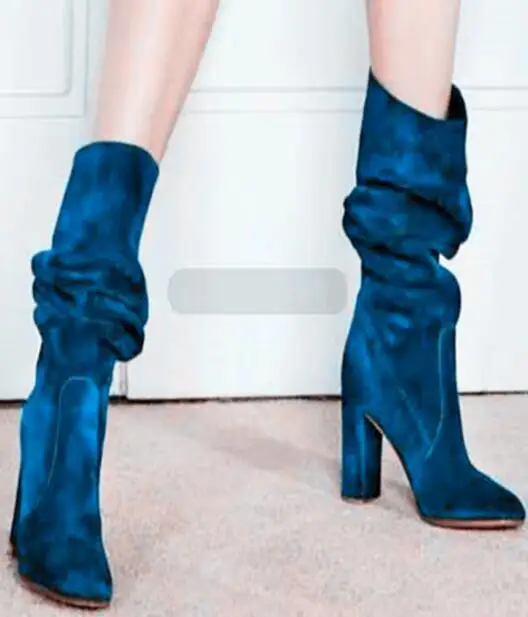 Green Blue Fashion Round Toe Suede Leather Pleated Knee High Chunky Heel Boots Woman Slip-on Long Thick High Heel Long Boots
Green Blue Fashion Round Toe Suede Leather Pleated Knee High Chunky Heel Boots Woman Slip-on Long Thick High Heel Long Boots