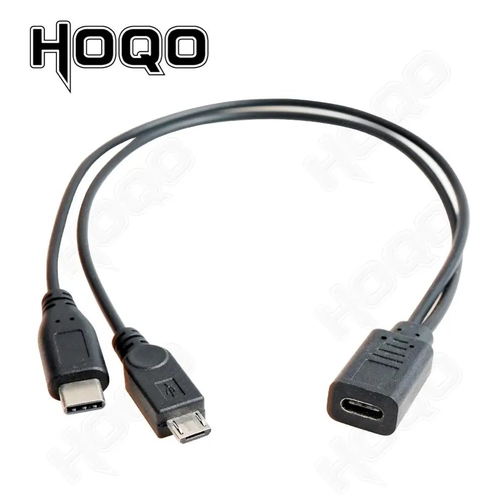 USB-C USB 3.1 Type C Female to Micro USB Male & Type C Male Splitter Data Extension Power Cable for Android Phone Tablet 30cm
USB-C USB 3.1 Type C Female to Micro USB Male & Type C Male Splitter Data Extension Power Cable for Android Phone Tablet 30cm