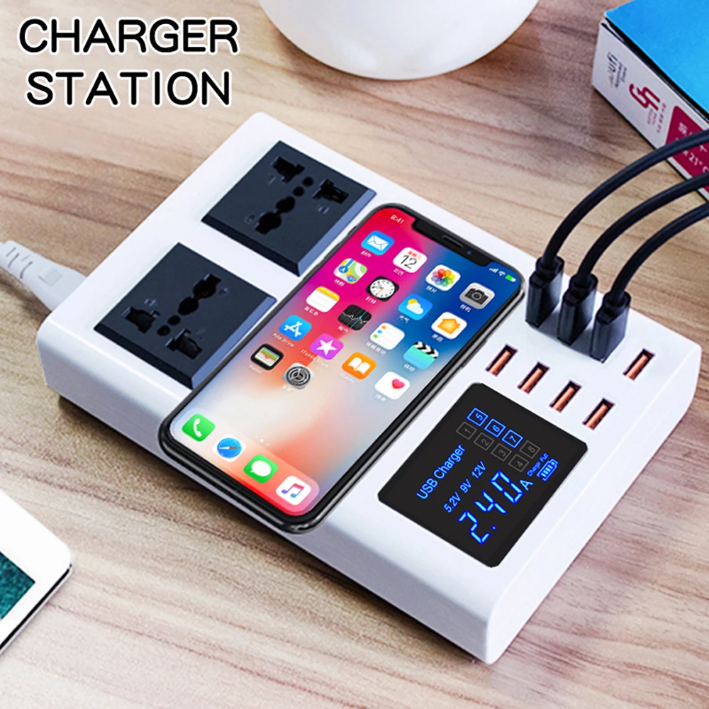 Fast Wireless Charger Charging Pad Multi USB Mobile Phone Wall Charger Led Display EU UK Plug Power Socket AC Adapter Station 1
Fast Wireless Charger Charging Pad Multi USB Mobile Phone Wall Charger Led Display EU UK Plug Power Socket AC Adapter Station 1