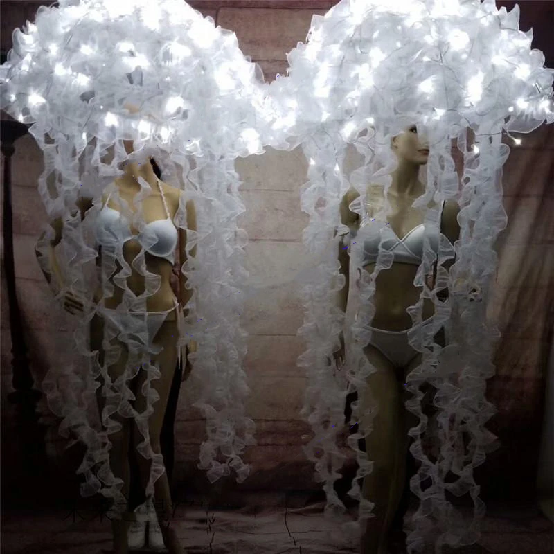 White led Jellyfish costumes ballroom dance dj singer led dress luminous headdress stage party show wear cloth birthday gift
White led Jellyfish costumes ballroom dance dj singer led dress luminous headdress stage party show wear cloth birthday gift