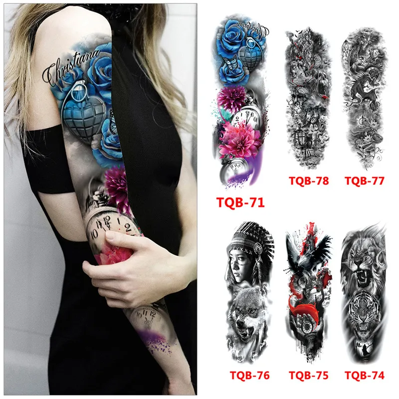 Large Arm Waterproof Temporary Tattoo Sticker Lion Leopard Print Beauty Girl Rose Flash Tatto Woman Tribal Fake Sleeve Tatoo
Large Arm Waterproof Temporary Tattoo Sticker Lion Leopard Print Beauty Girl Rose Flash Tatto Woman Tribal Fake Sleeve Tatoo